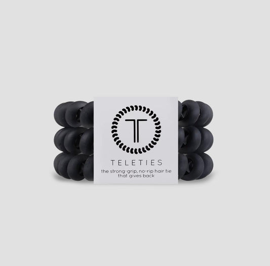 TELETIES| Matte Black| Large Spiral Hair Ties