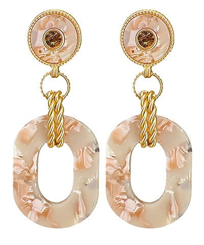 Oval Double Chain Earrings