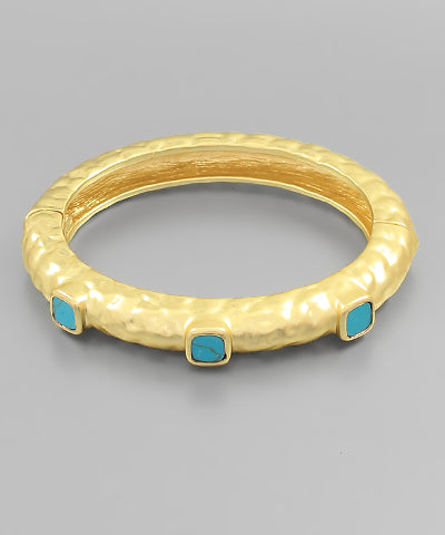 3- Stone Gold Dupe Bracelet- Turquoise