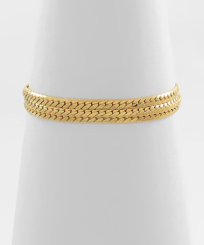 Herringbone Chain Gold Bracelet