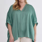 Ray Satin Top Green -Plus