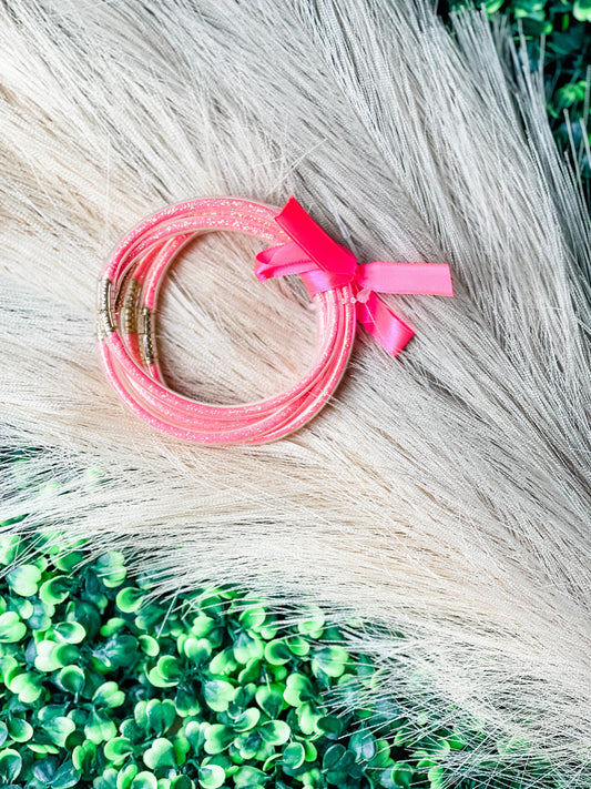 Pink Shimmer Tube Bracelet (set)